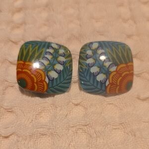Floral Square Earrings
